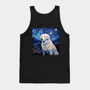 Kuvasz Painted by Vincent Van Gogh The Starry Night style Tank Top
